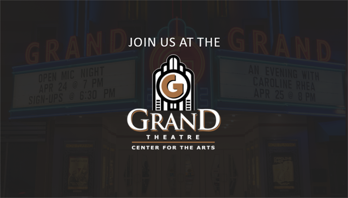 Grand logo with grand building in background