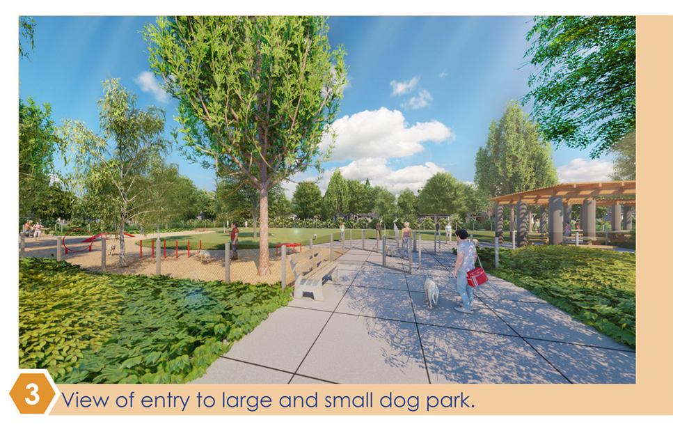 View of entry to large and small dog park