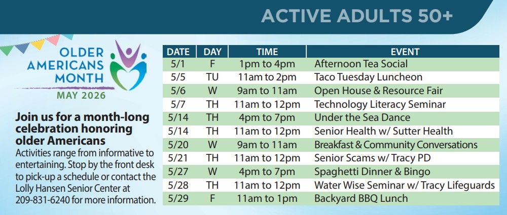 List of activities for Older American's Month, May 2026