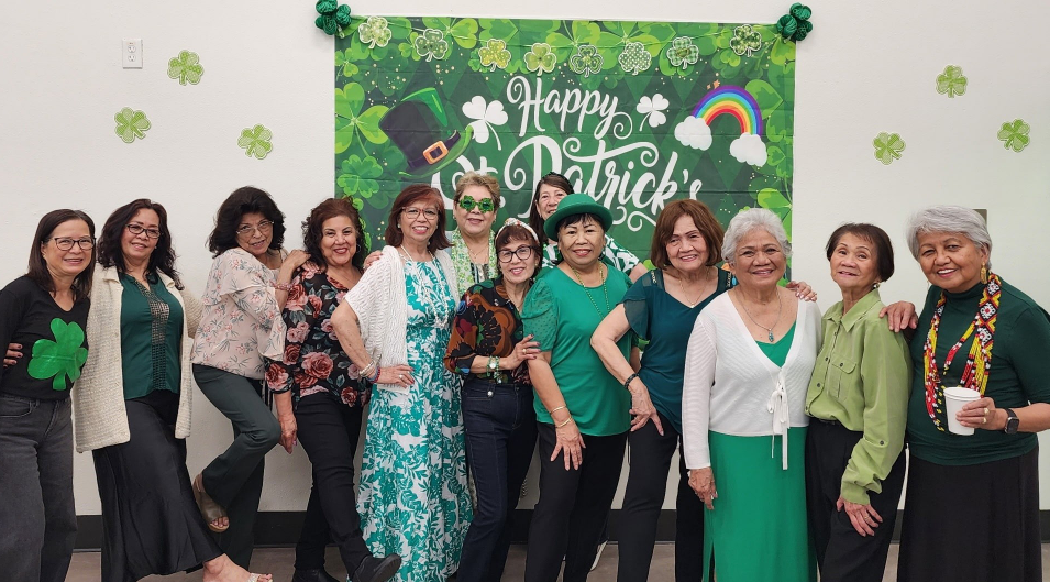 Senior Center Group Photo at a Spring Event
