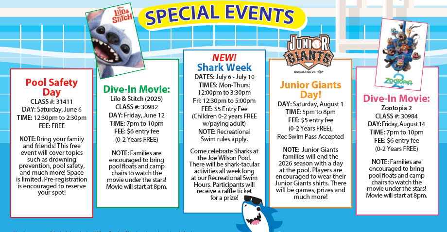 Special Events at Joe Wilson Pool