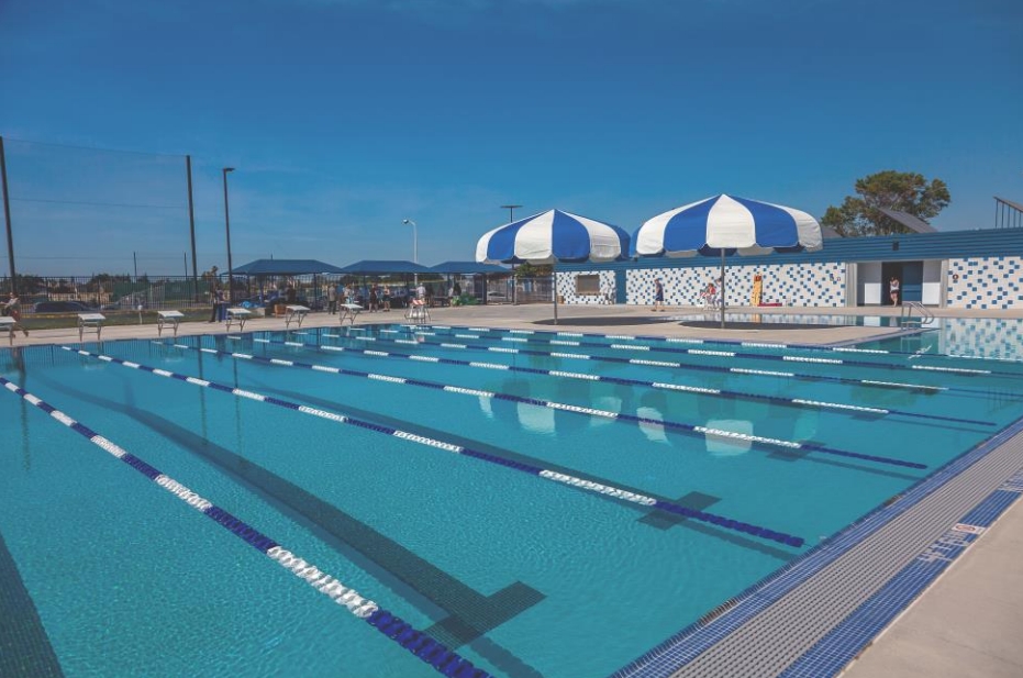 Joe Wilson pool area arranged for lap swimming or swim sports