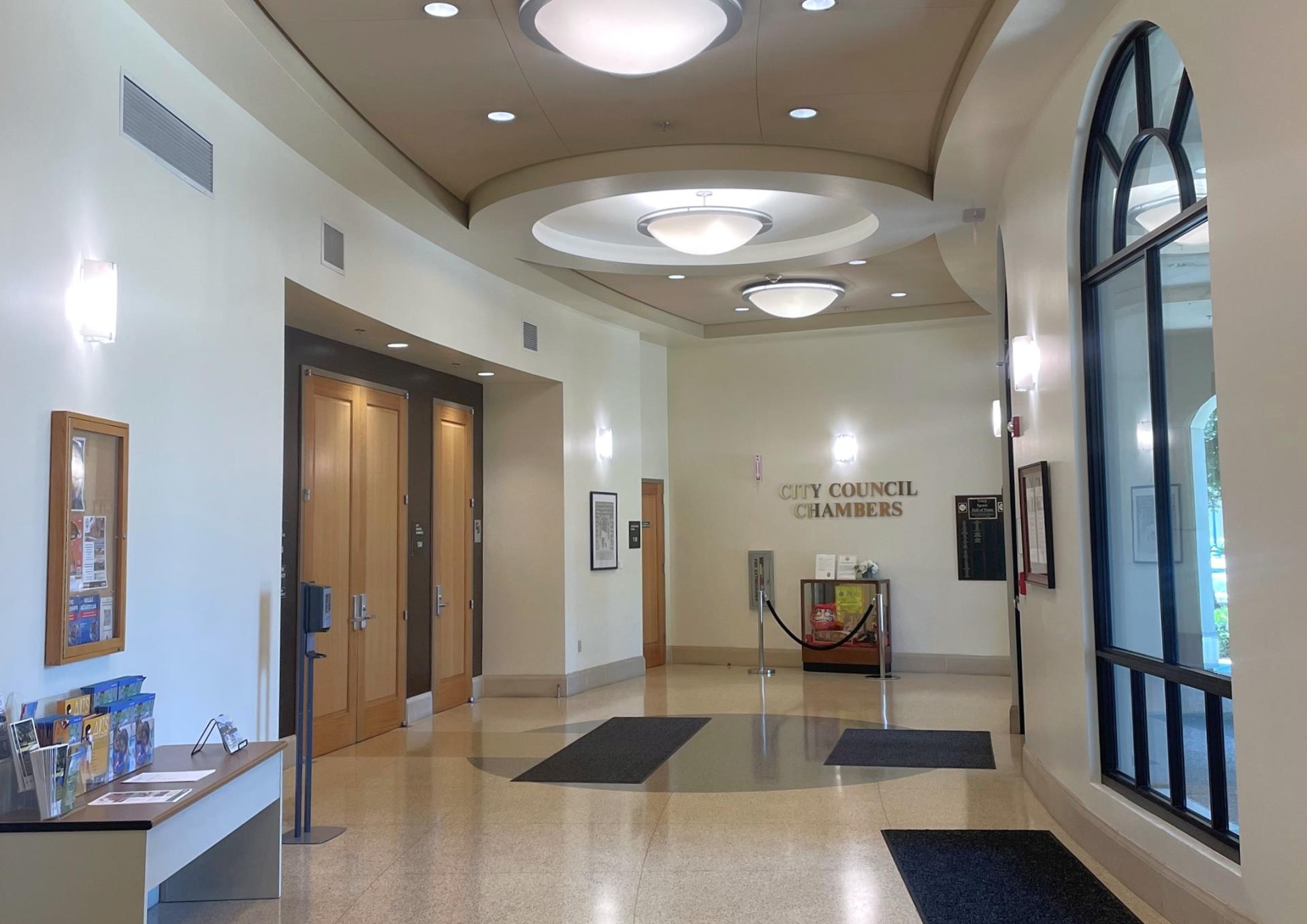 Hallway leading to City Council Chambers